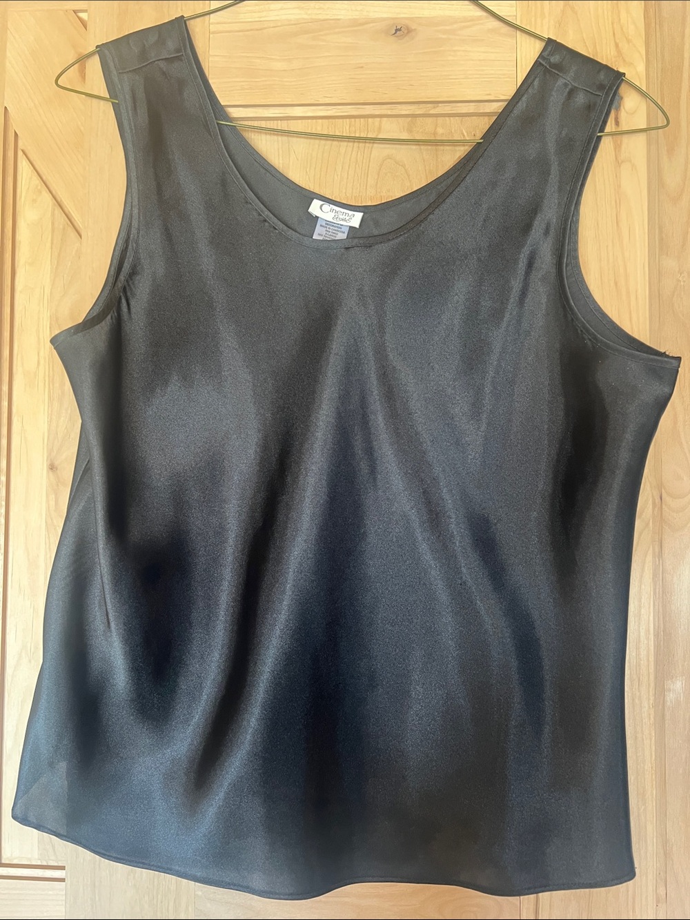 Vintage Cinema Exoile Classic Black Satin Scoop-Neck Camisole